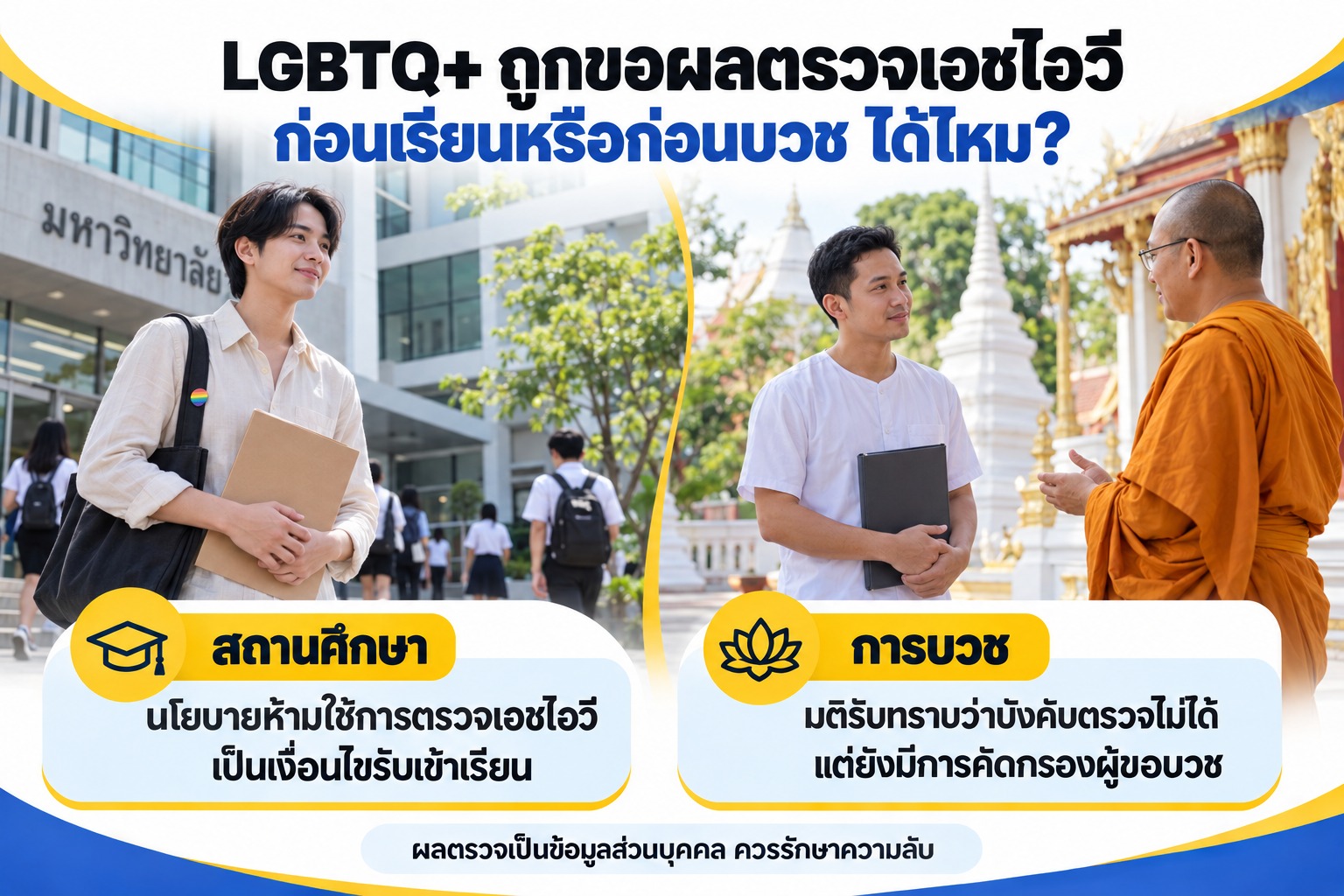 LGBTQ+ ถูกขอผลตรวจเอชไอวี ก่อนเรียนหรือก่อนบวช ได้ไหม