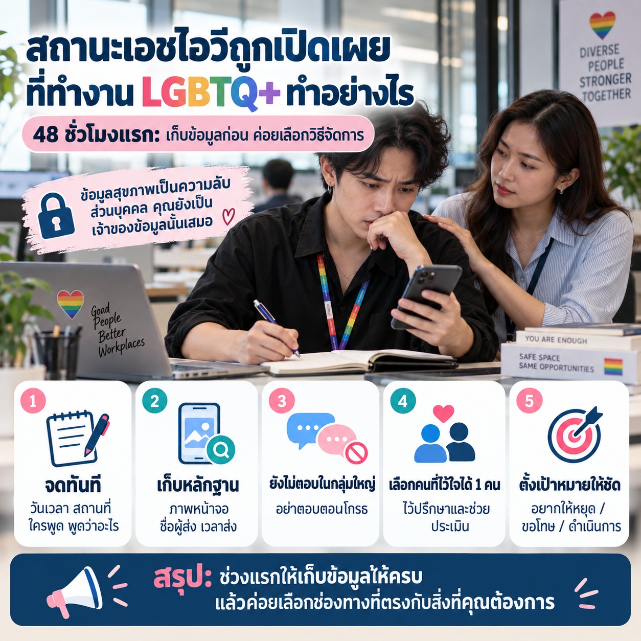 สถานะเอชไอวีถูกเปิดเผยที่ทำงาน LGBTQ+ ทำอย่างไร