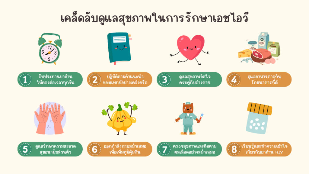เคล็ดลับดูแลสุขภาพใน การรักษาเอชไอวี